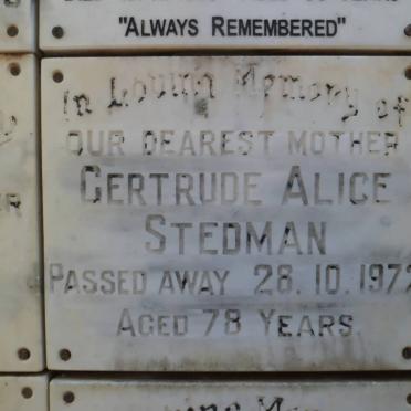 STEDMAN Gertrude Alice -1972