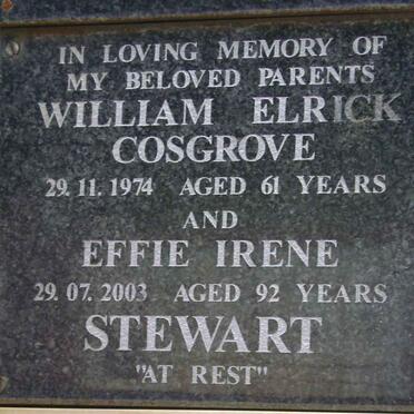 STEWART William Elrick Cosgrove -1974 &amp; Effie Irene -2003