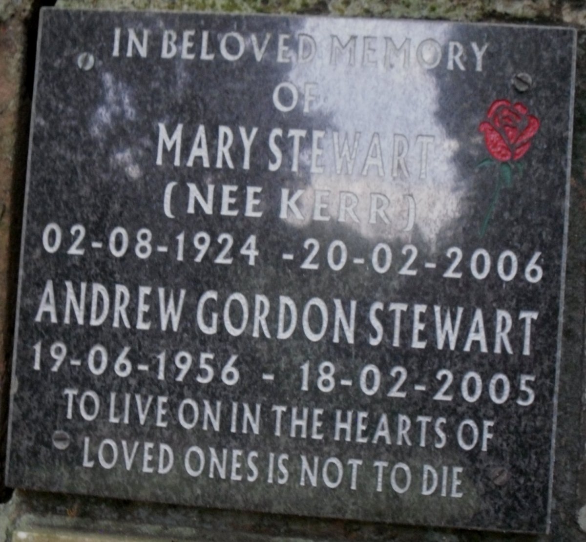 STEWART Mary nee KERRY 1924-2006 :: STEWART Andrew Gordon 1956-2005