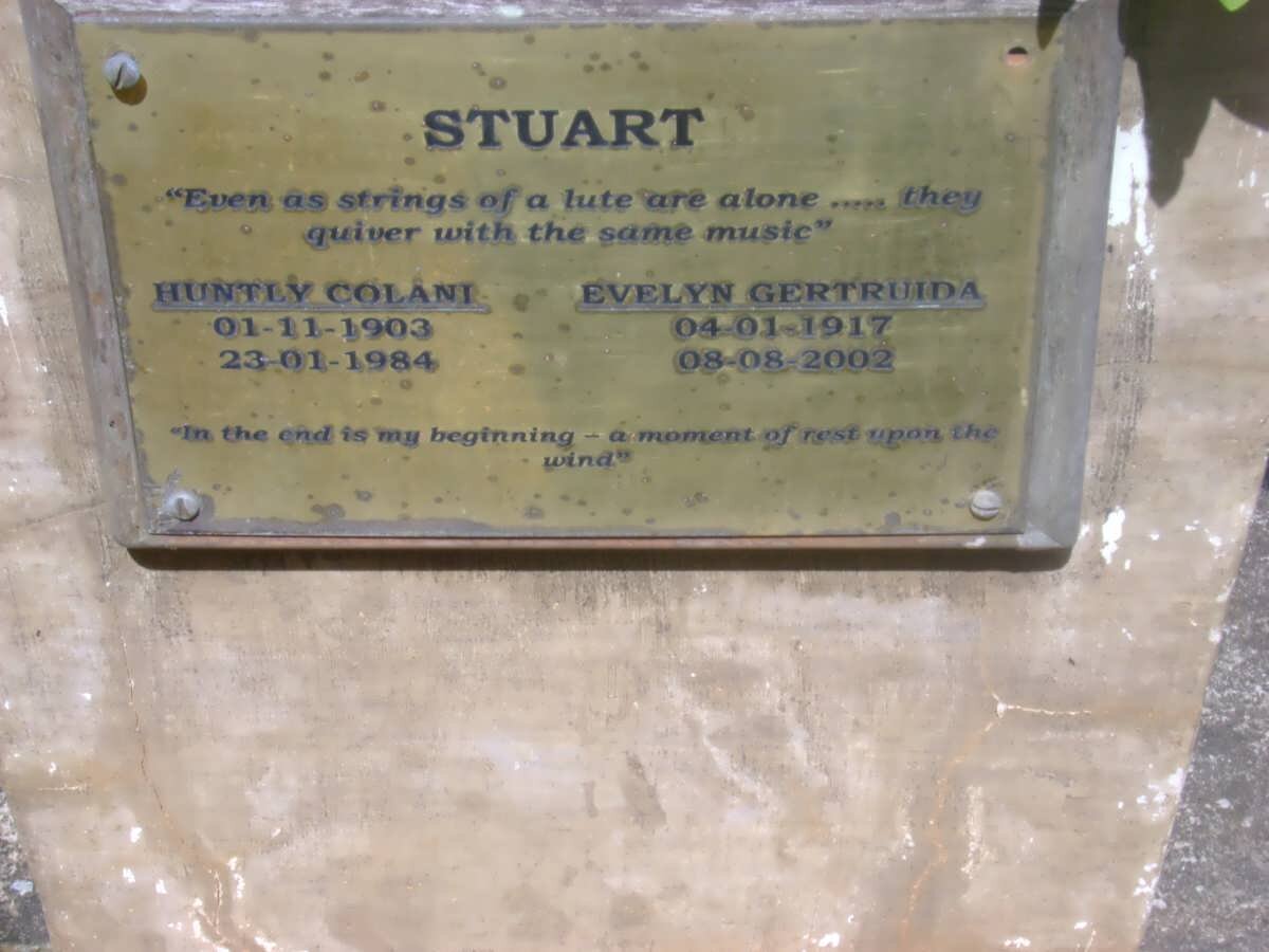 STUART Huntley Colani 1903-1984 &amp; Evelyn Gertruida 1917-2002