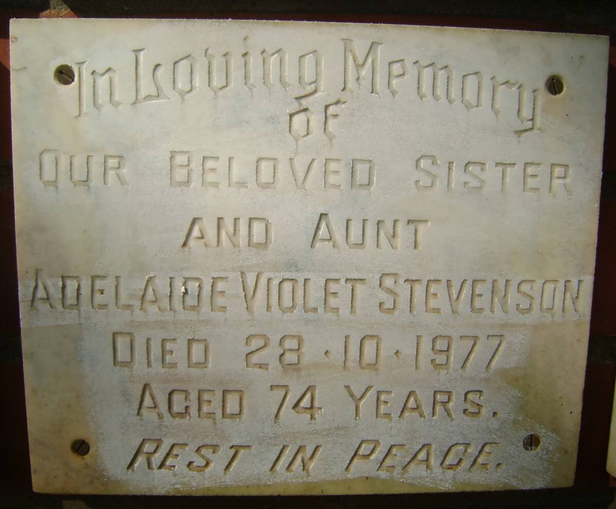 STEVENSON Adelaide Violet -1977
