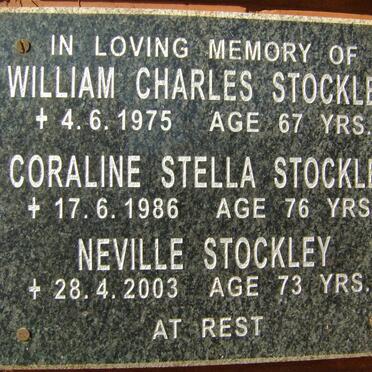 STOCKLEY William Charles -1975 :: STOCKLEY Coraline Stella -1986 :: STOCKLEY Neville -2003
