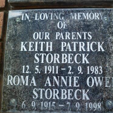 STORBECK Keith Patrick 1911-1983 &amp; Roma Annie Owen 1915-1998