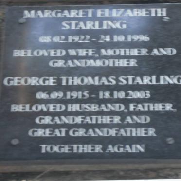 STARLING George Thomas 1915-2003 &amp; Margaret Elizabeth 1922-1996