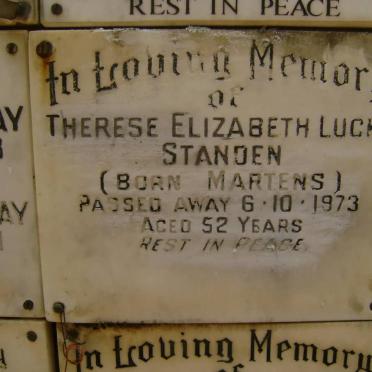 STANDEN Therese Elizabeth Lucke nee MARTENS -1973