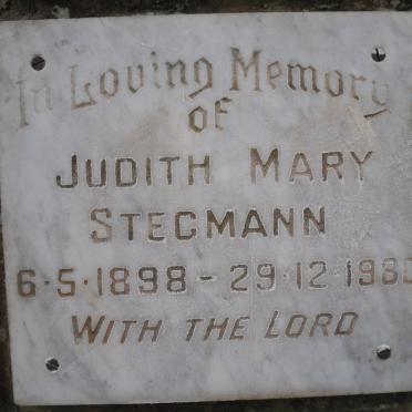 STEGMANN Judith Mary 1898-1980