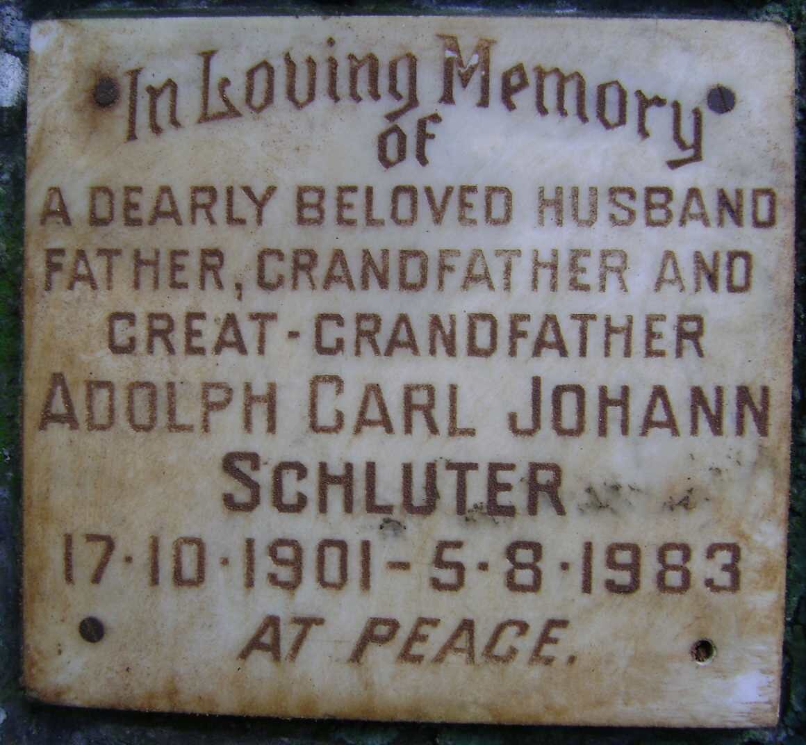 SCHLUTER Adolph Carl Johann 1901-1983