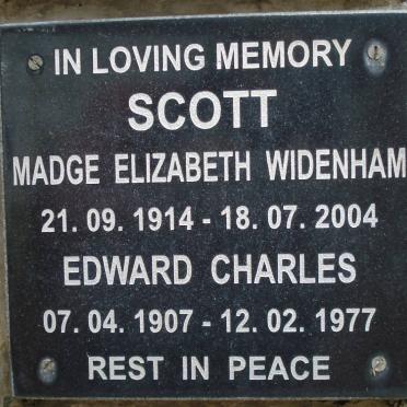 SCOTT Edward Charles 1907-1977 &amp; Madge Elizabeth Widenham 1914-2004