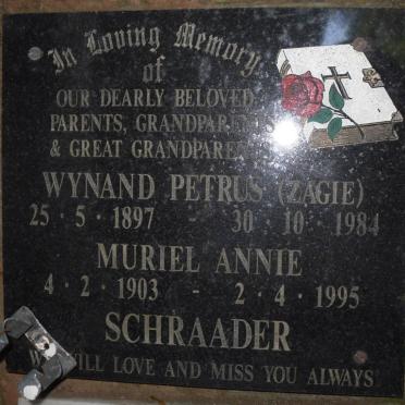 SCHRAADER Wynand Petrus 1897-1984 &amp; Muriel Annie 1903-1995