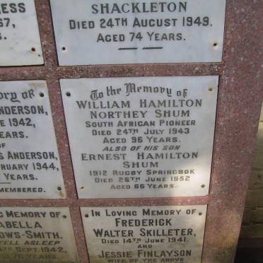 SHUM William Hamilton Northey -1943 :: SHUM Ernest Hamilton -1952