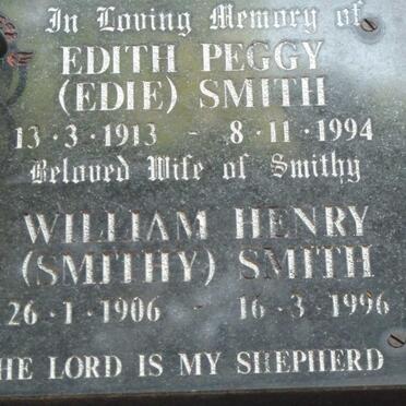 SMITH William Henry 1906-1996 &amp; Edith Peggy 1913-1994