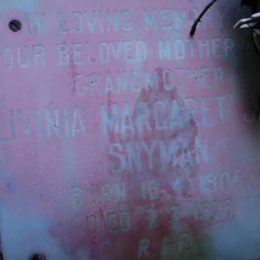 SNYMAN Livinia Margaret Jane 1904-1978