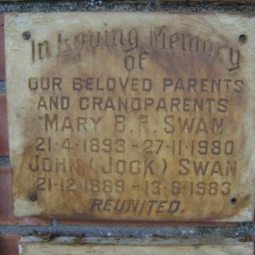 SWAN John 1889-1983 &amp; Mary B.R. 1893-1980