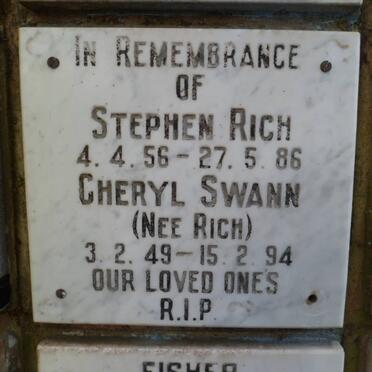 SWANN Cheryl nee RICH 1949-1994 :: RICH Stephen 1956-1986