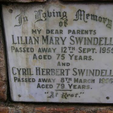 SWINDELL Cyril Herbert -1956 &amp; Lilian Mary -1955