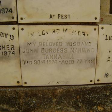 TANNAHILL John Burgess Manning -1974