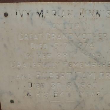 TAYLOR Rupert -1950 &amp; Ivy Marian Finnis -1974