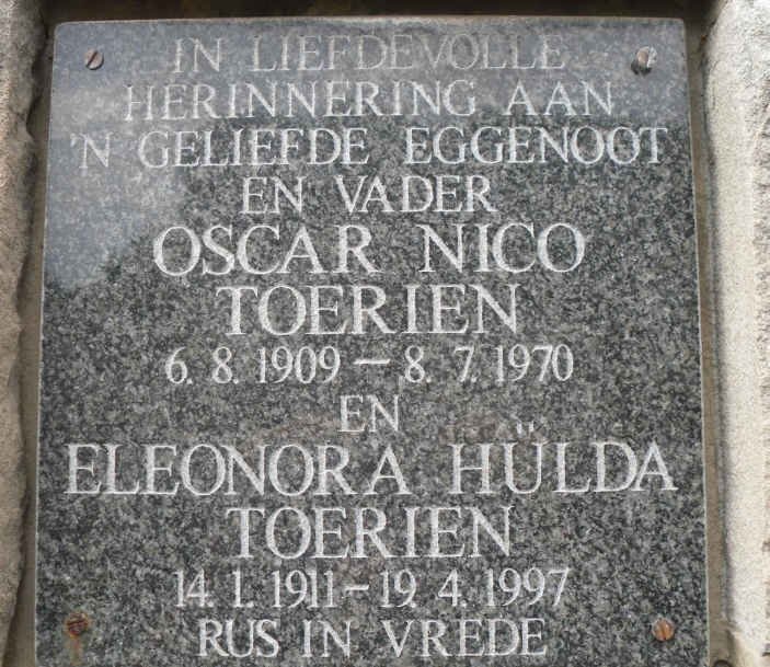 TOERIEN Oscar Nico 1909-1970 &amp; Eleonora Hulda 1911-1997