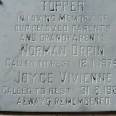 TOPPER Norman Orpin -1974 &amp; Joyce Vivienne -1985