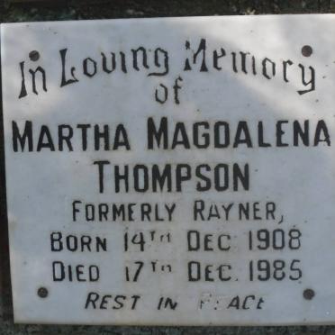 THOMPSON Martha Magdalena formerly RAYNER 1908-1985