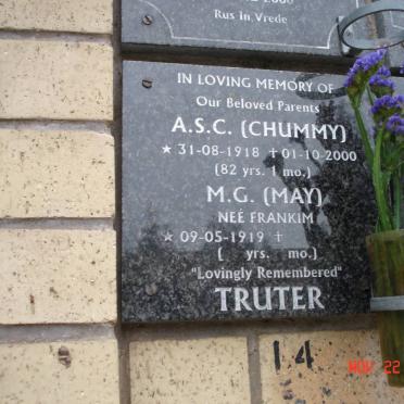 TRUTER A.S.C. 1918-2000 &amp; M.G. FRANKIM 1919-