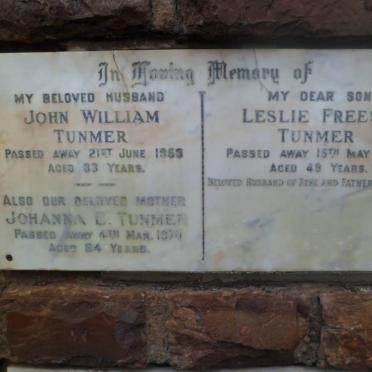 TUNMER John William -1953 &amp; Johanna E. -1970 :: TUNMER Lesley Freese -1957