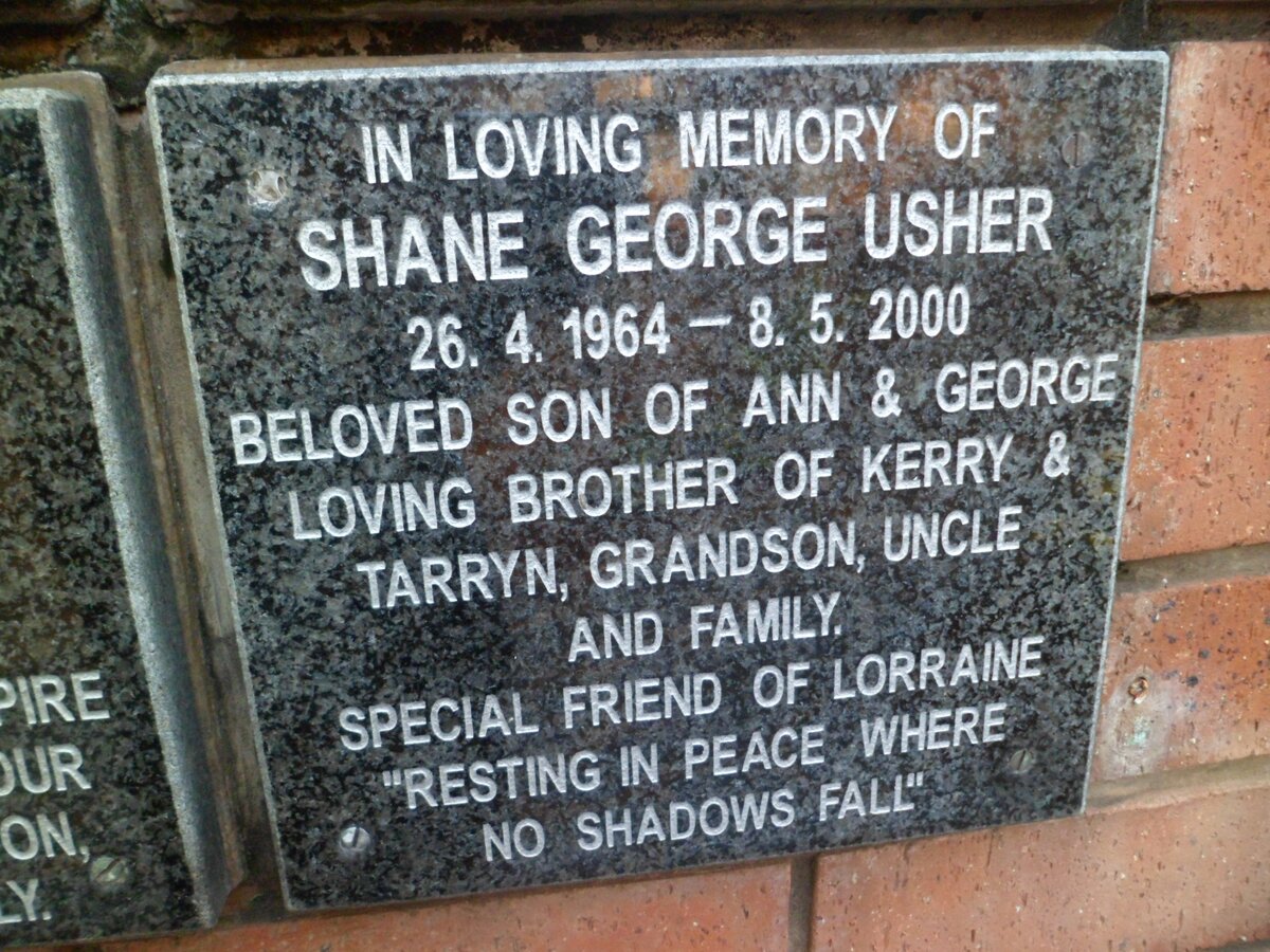 USHER Shane George 1964-2000