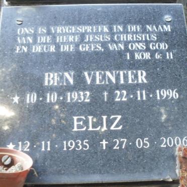 VENTER Ben 1932-1996 &amp; Eliz 1935-2006