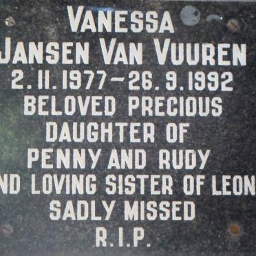 VUUREN Vanessa, Jansen van 1977-1992