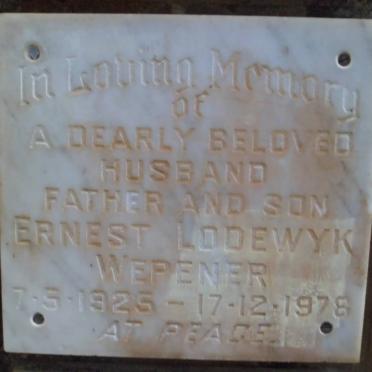 WEPENER Ernest Lodewyk 1925-1978