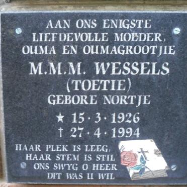 WESSELS M.M.M. nee NORTJE 1926-1994