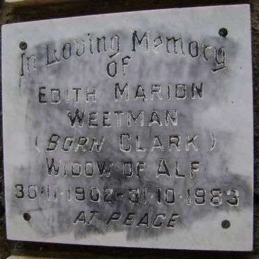 WEETMAN Edith Marion nee CLARK 1902-1983