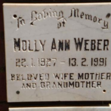 WEBER Molly Ann 1927-1991