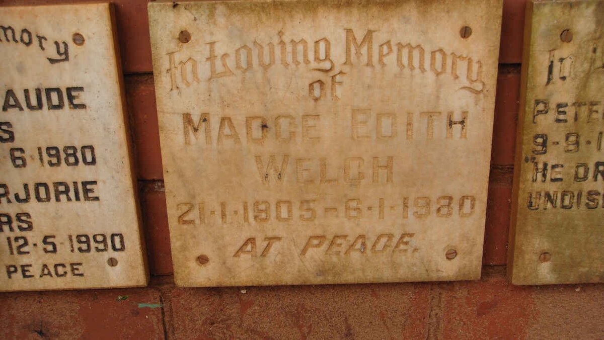 WELCH Madge Edith 1905-1980