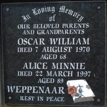 WEPPENAAR Oscar William -1970 &amp; Alice Minnie -1997