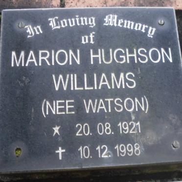 WILLIAMS Marion Hughson nee WATSON 1921-1998