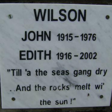 WILSON John 1915-1976 &amp; Edith 1916-2002