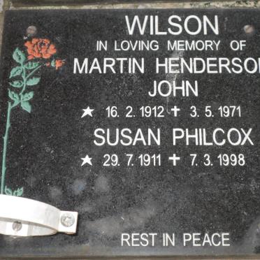 WILSON Martin Henderson John 1912-1971 &amp; Susan Philcox 1911-1998