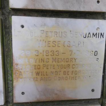 WIESE Petrus Benjamin 1933-1980