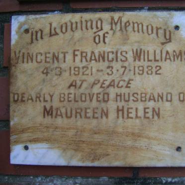 WILLIAMS Vincent Francis 1921-1982 