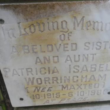 WORRINGHAM Patricia Isabella nee MAXTED 1915-1980