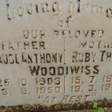 WOODIWISS Claude Anthony 1903-1950 &amp; Ruby Thelma 1903-1975