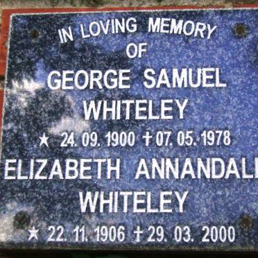 WHITELEY George Samuel 1900-1978 &amp; Elizabeth Annandale 1906-2000 