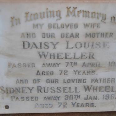 WHEELER Sidney Russell -1962 &amp; Daisy Louise -1960