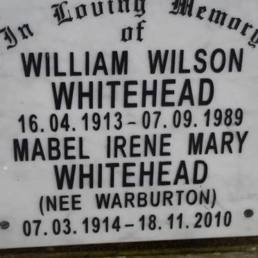 WHITEHEAD William Wilson 1913-1989 &amp; Mabel Irene Mary WARBURTON 1914-2010