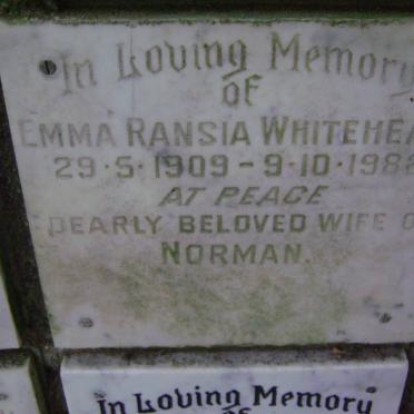 WHITEHEAD Emma Ransia 1909-1982