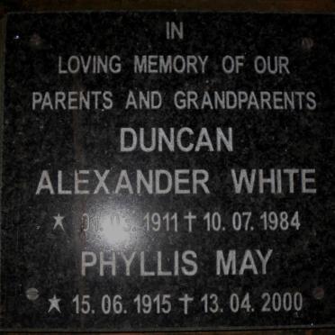 WHITE Duncan Alexander 1911-1984 &amp; Phyllis May 1915-2000