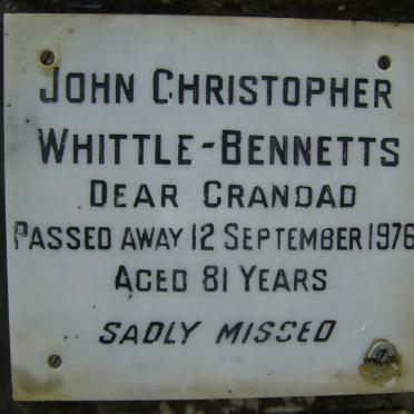 WHITTLE-BENNETTS John Christopher -1976