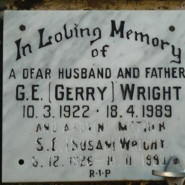 WRIGHT G.E. 1922-1989 &amp; S.E. 1926-1993
