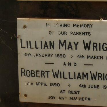 WRIGHT Robert William 1890-1977 &amp; Lillian May 1890-1961
